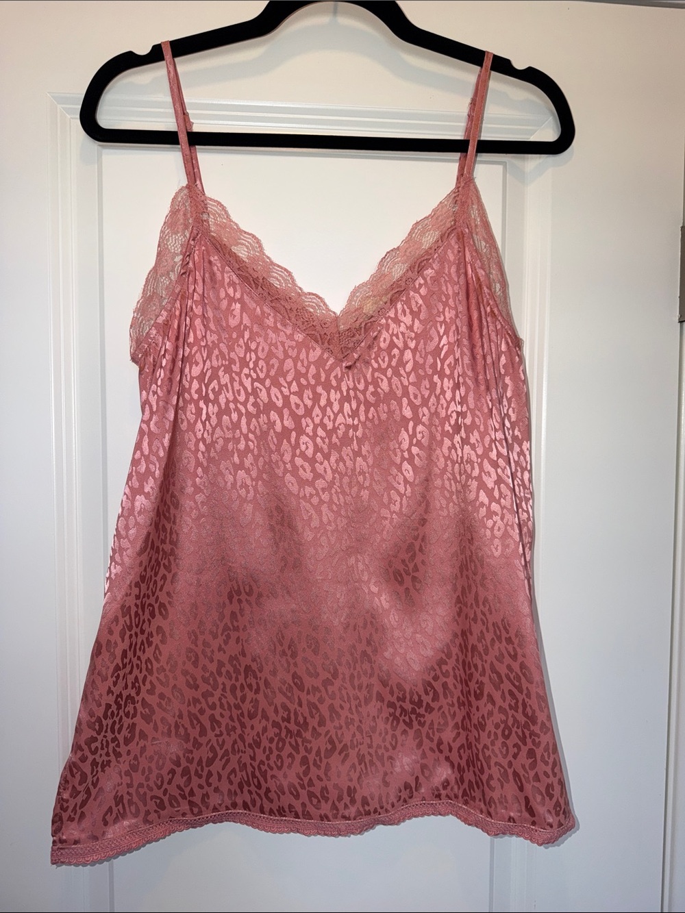 ODDY- Lace-Trim Chemise in Rose Pink Leopard Print